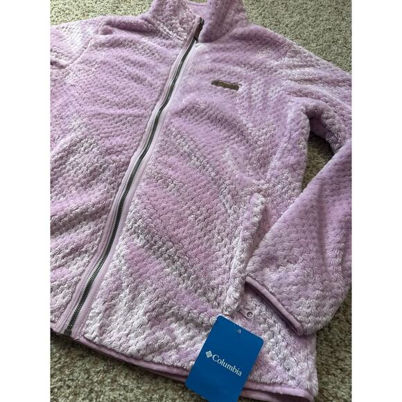 NWT - COLUMBIA WOMENS Zip up FLEECE, Women's Large. Fuzzy & Warm!! Lilac/Pink - Picture 6 of 12